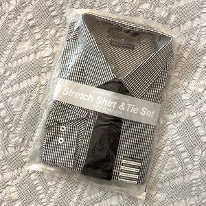Nick Graham - Black Checkered Dress Shirt and Tie